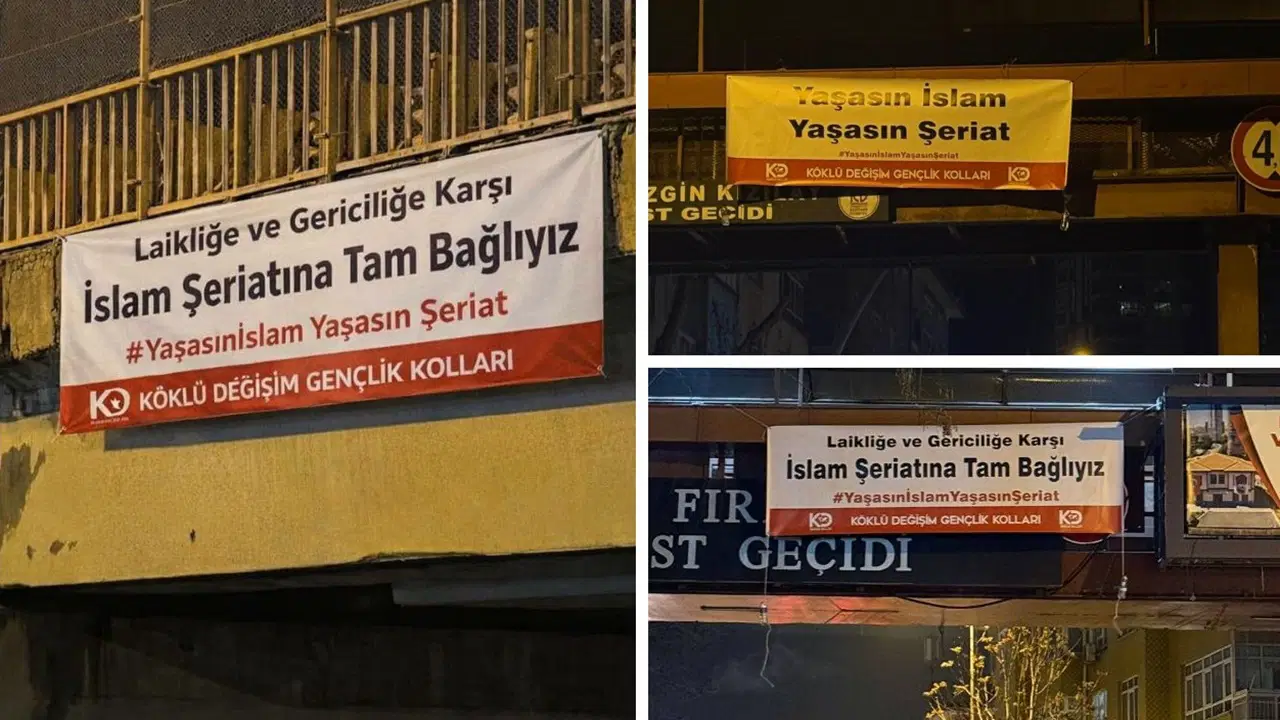 Ankara Üstgeçitlerine Şeriat Yanlısı Pankartlar Asıldı: “Laikliğe Karşı Şeriata Bağlıyız”