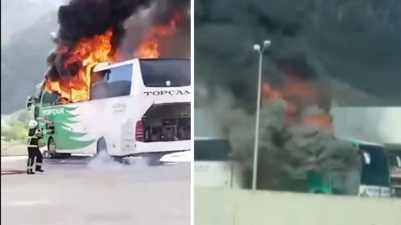 Amasya Otogarında Korkutan Yangın: Yolcu Otobüsü Küle Döndü